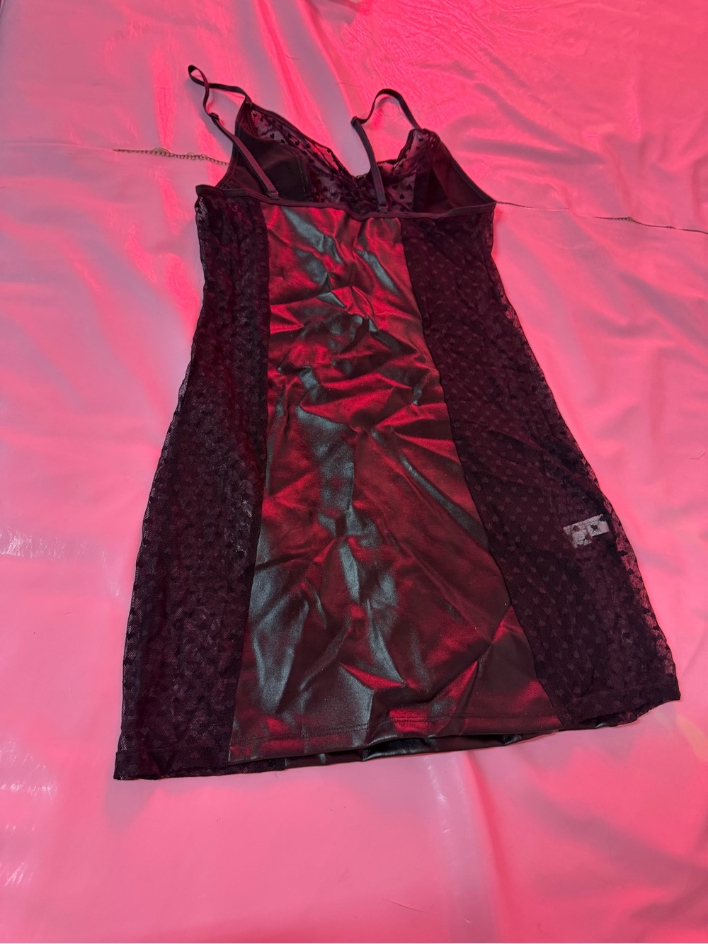 S/M lingerie / Black Sheer Mesh Slip Dress - Picture 3 of 5